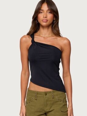 Edikted Black One-Shoulder Knot Camisole-never worn